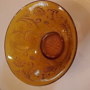 Vintage Tiara Crystal Salad Bowl Sandwich Pattern Amber Indiana Glass